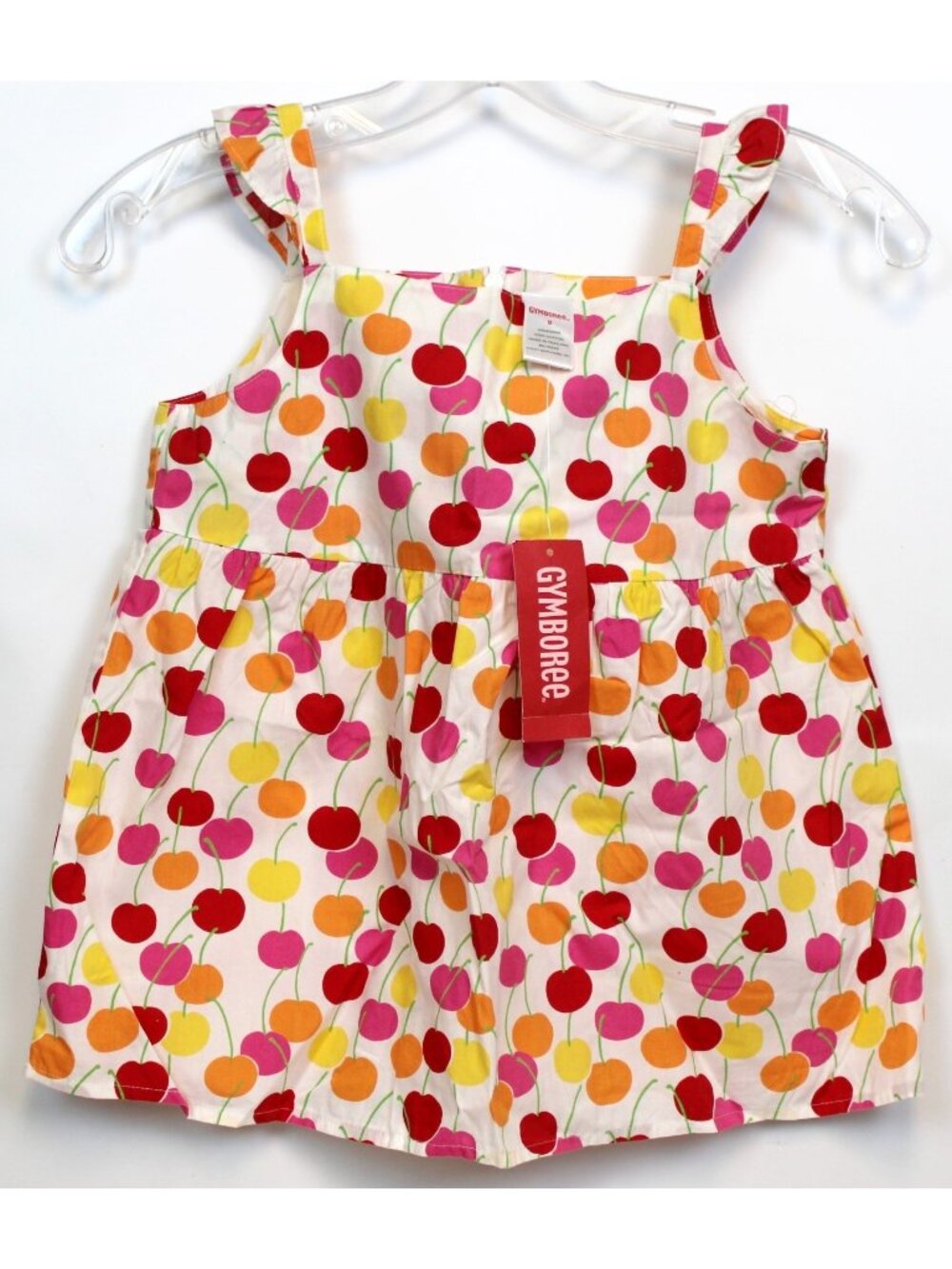 2008 Gymboree Cherry Baby Doll Shirt sz 8 Print Tank Top Ruffle Straps Summer